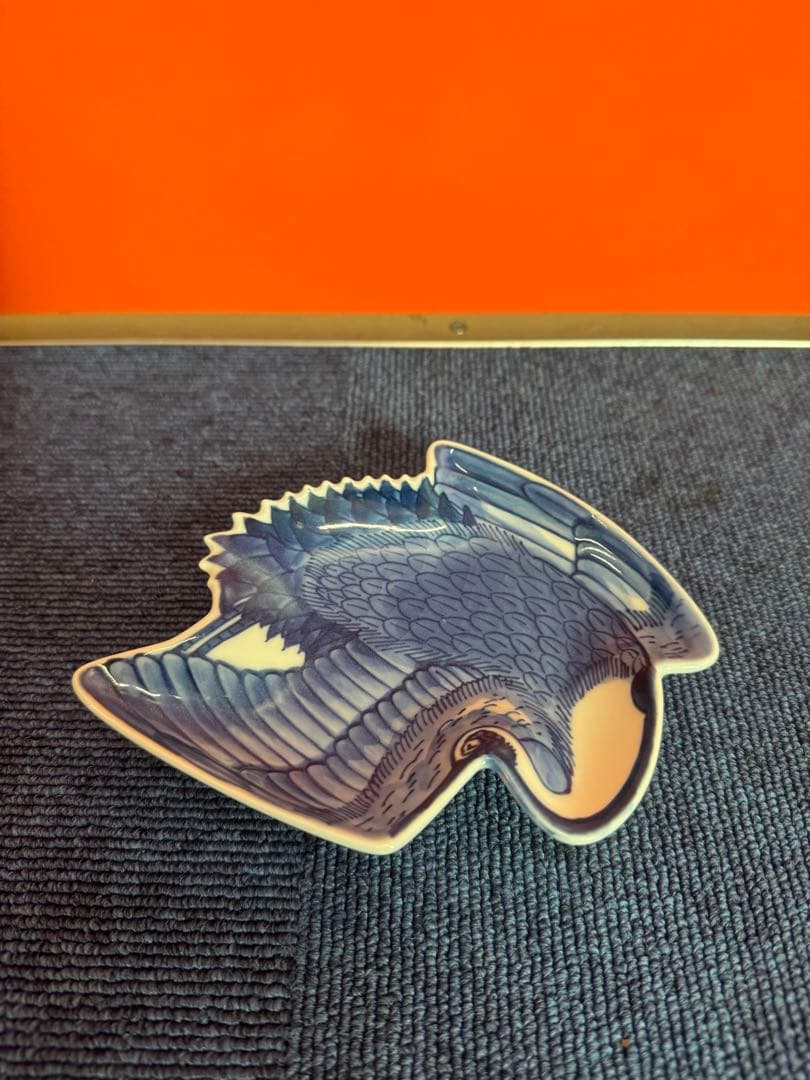 1810 希少　源右衛門　変形皿　鶴文