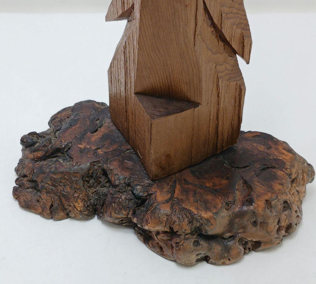 Y2293-28 仏教 木彫り 円空仏 義刀作 高さ29㎝　I