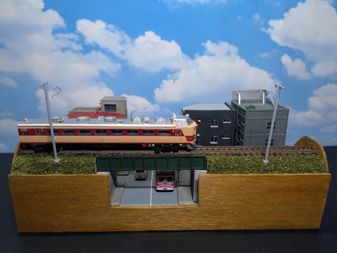 Nゲージ 鉄道模型展示台 昭和の一角