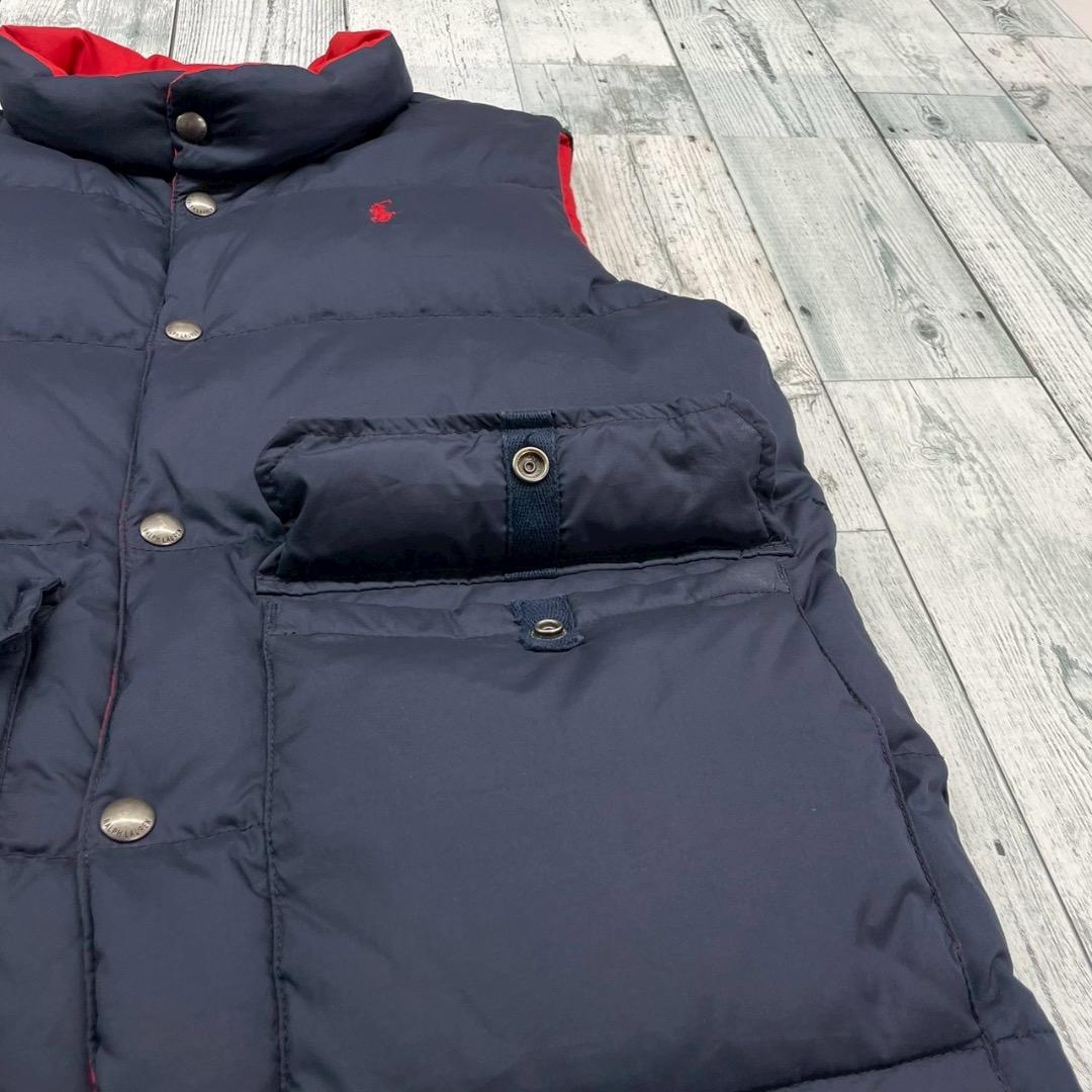 ポロラルフローレン　ダウンベスト L 　リバーシブル(ネイビー/レッド)