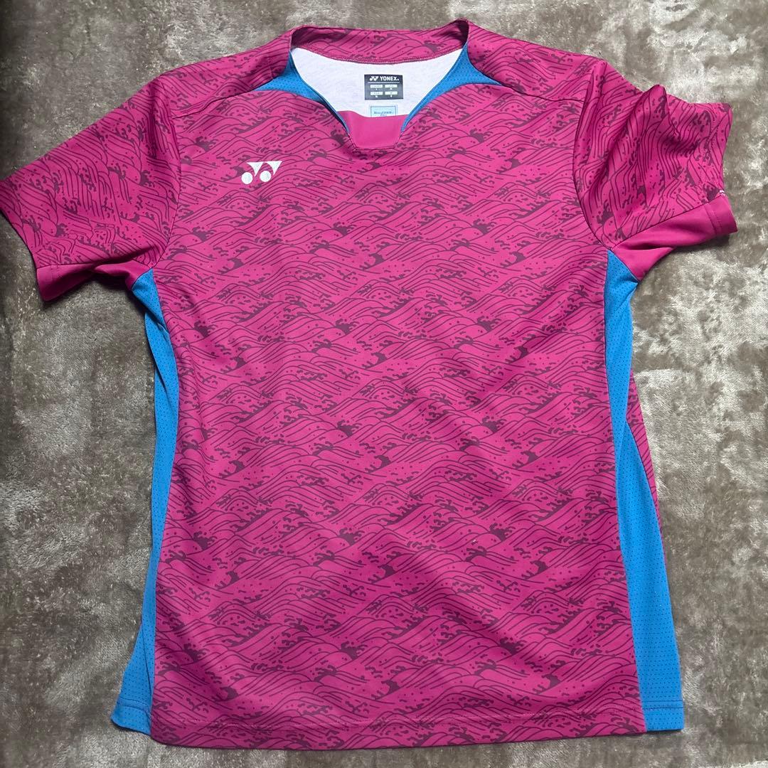 YONEX 半袖ウェアOサイズ ピンク/ブルー
