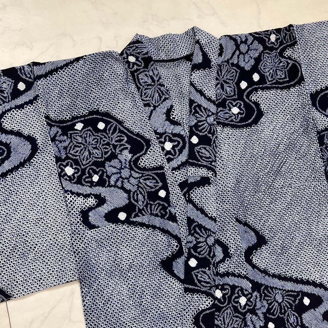 厳選◆夏物浴衣◆未使用同然◆素晴らしい三浦絞り有松絞り◆仕付◆裄64.5丈155