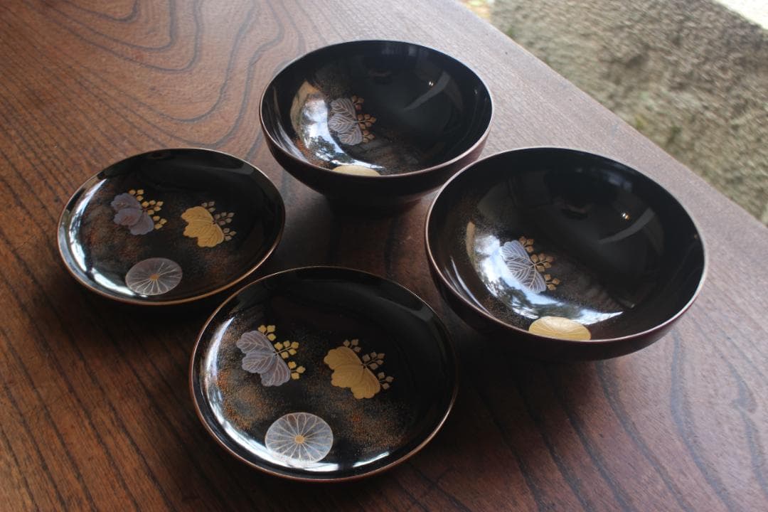 時代逸品！上質紅溜塗に極上高台寺蒔絵の美しいお椀2点（検加賀蒔絵吸物碗蒔絵椀