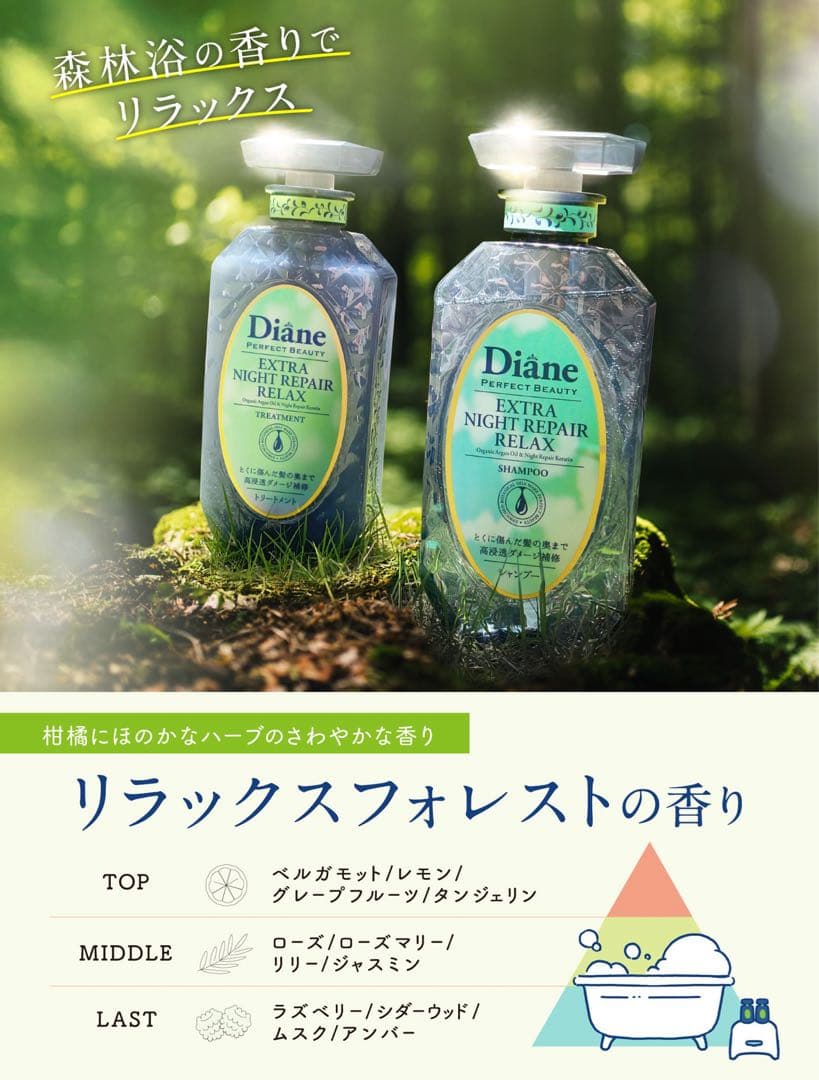 【ぶたポン】精油の香りDiane シャンプー5点＆トリートメント4点 詰替