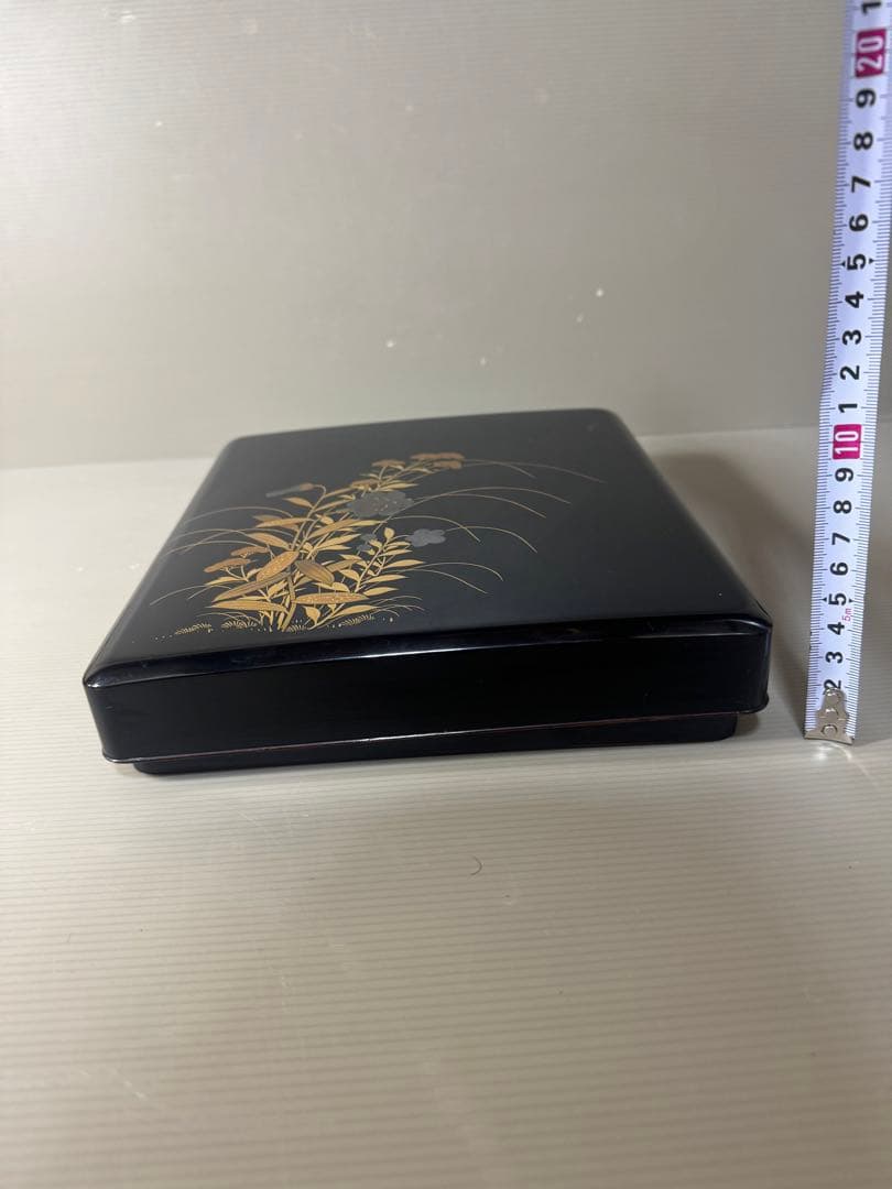 2365 草花蒔絵 硯箱 平安楊光堂作　書道具