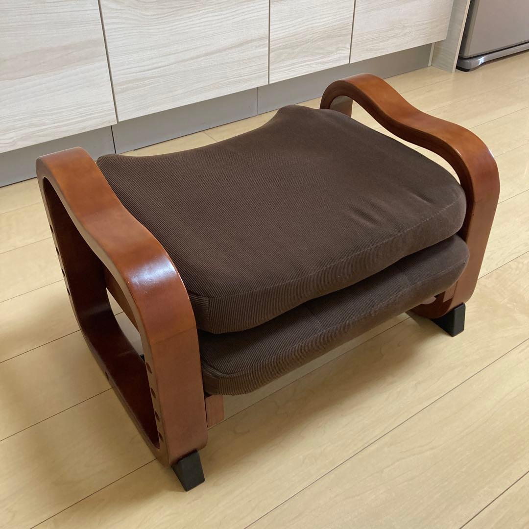 ブラウン ローチェア クッション付き