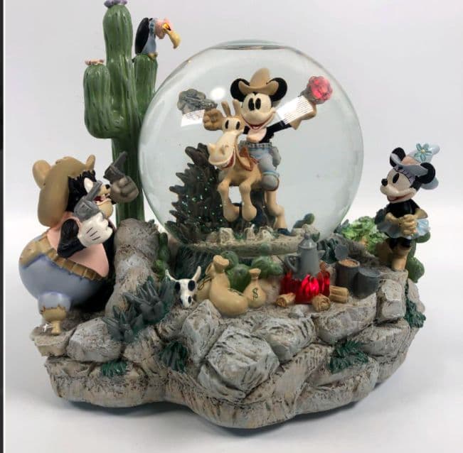 (美品)ミッキーマウス スノードーム ウエスタン オルゴール 置物