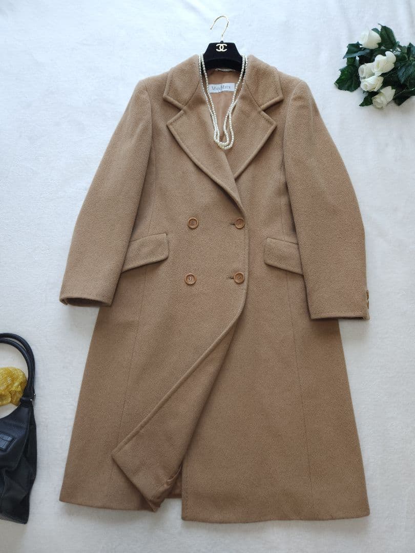 MaxMara 最高級ロングチェスターコート　47万 キャメル100%*若干訳有