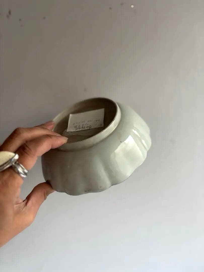 783 骨董 アンティーク 古伊万里 染付け 梅紋輪花なます皿 5寸 幕末 上物