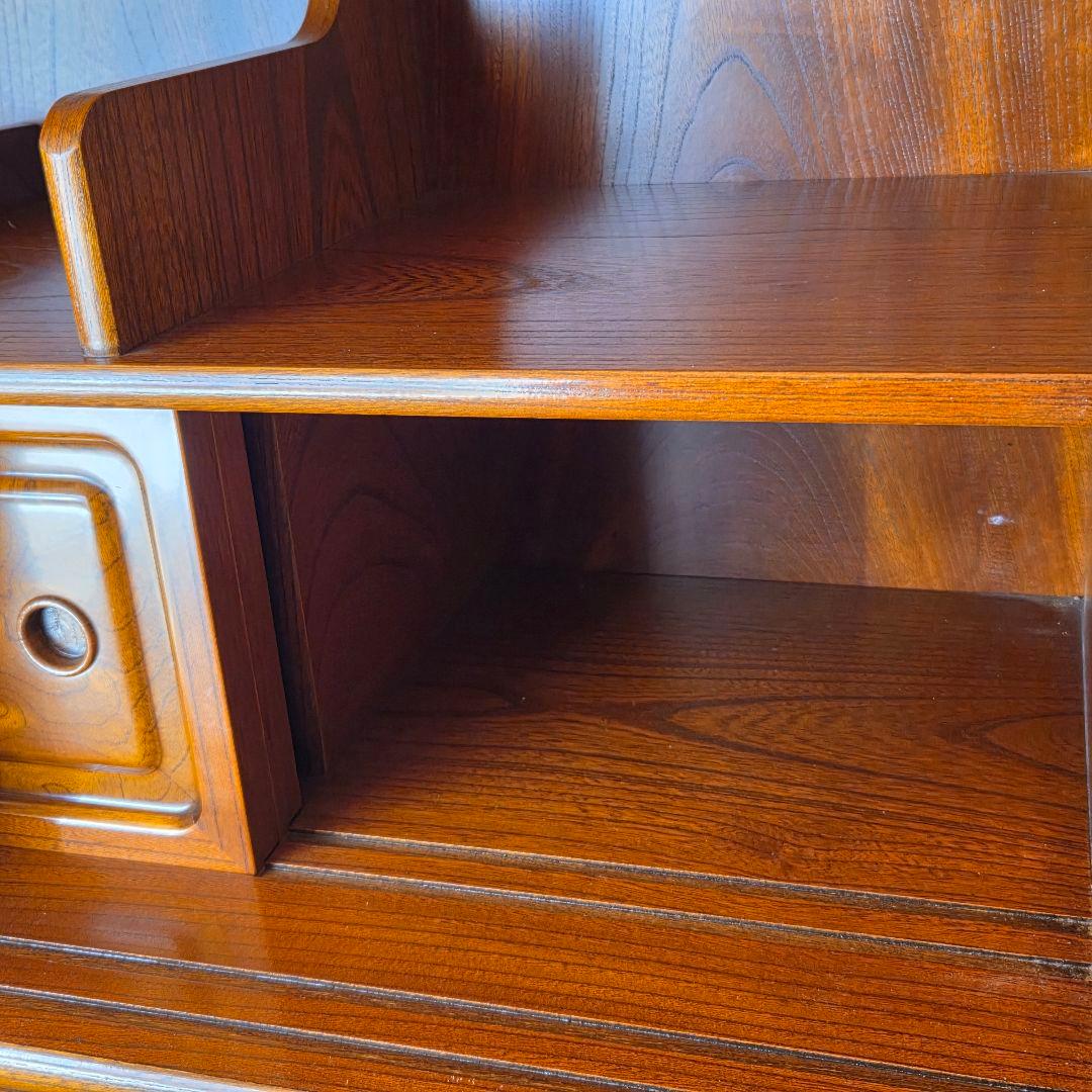 茶箪笥　欅　ケヤキ　和風収納棚 ガラス扉付き　アンティーク風　高さ約175㎝