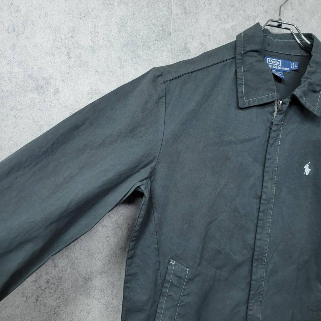 【90s 古着】ポロ ラルフローレン 刺繍 ナイロンジャケット ブラック L