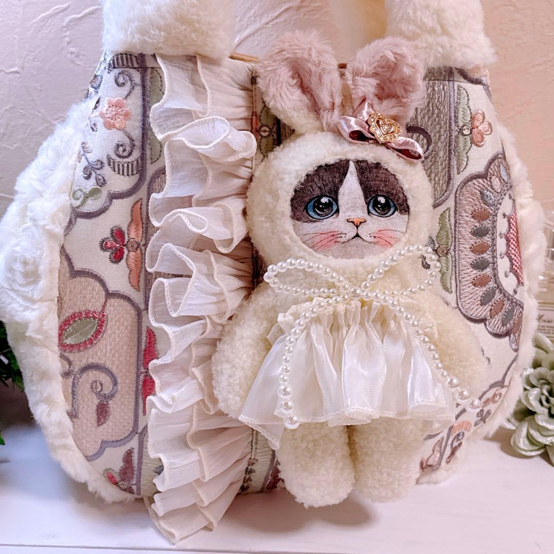 あ*き様 コヤンイサムチョン♡新柄インド刺繍のうさミルクちゃんのラウンドトートバ