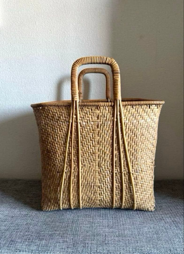 竹籠バッグ かごバック 竹籠 買い物かご マルシェ vintage
