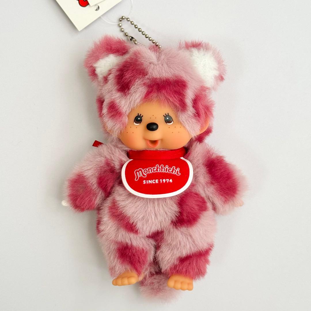 カスタム モンチッチSSキーチェーン ヒョウ柄（ピンク)