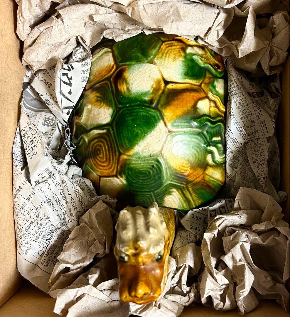 中国骨董 唐三彩 時代物 交趾大亀陶芸