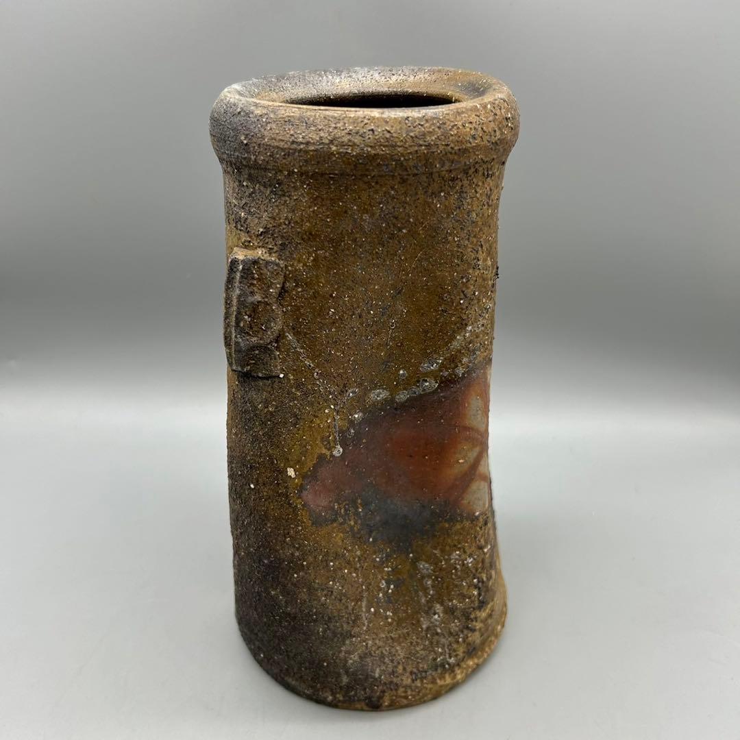 【森泰司　備前　花入　共箱】 花器　花瓶　骨董　アンティーク　インテリア