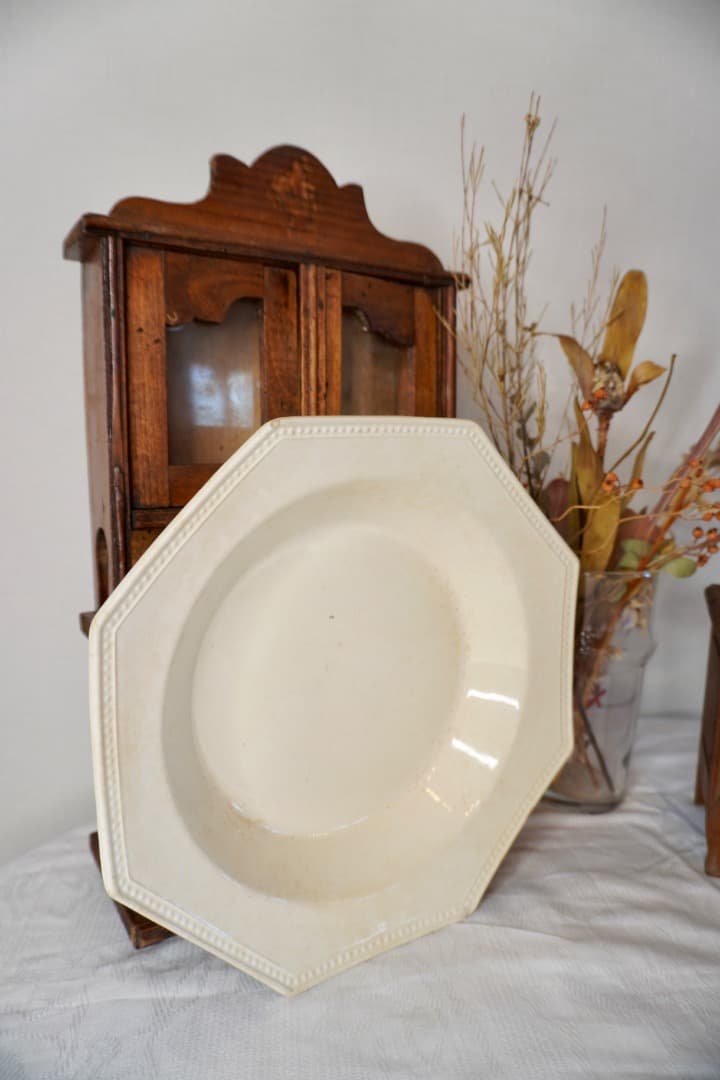 フランス アンティーク クレイユモントロー オクトゴナルプレート 陶器 深皿④