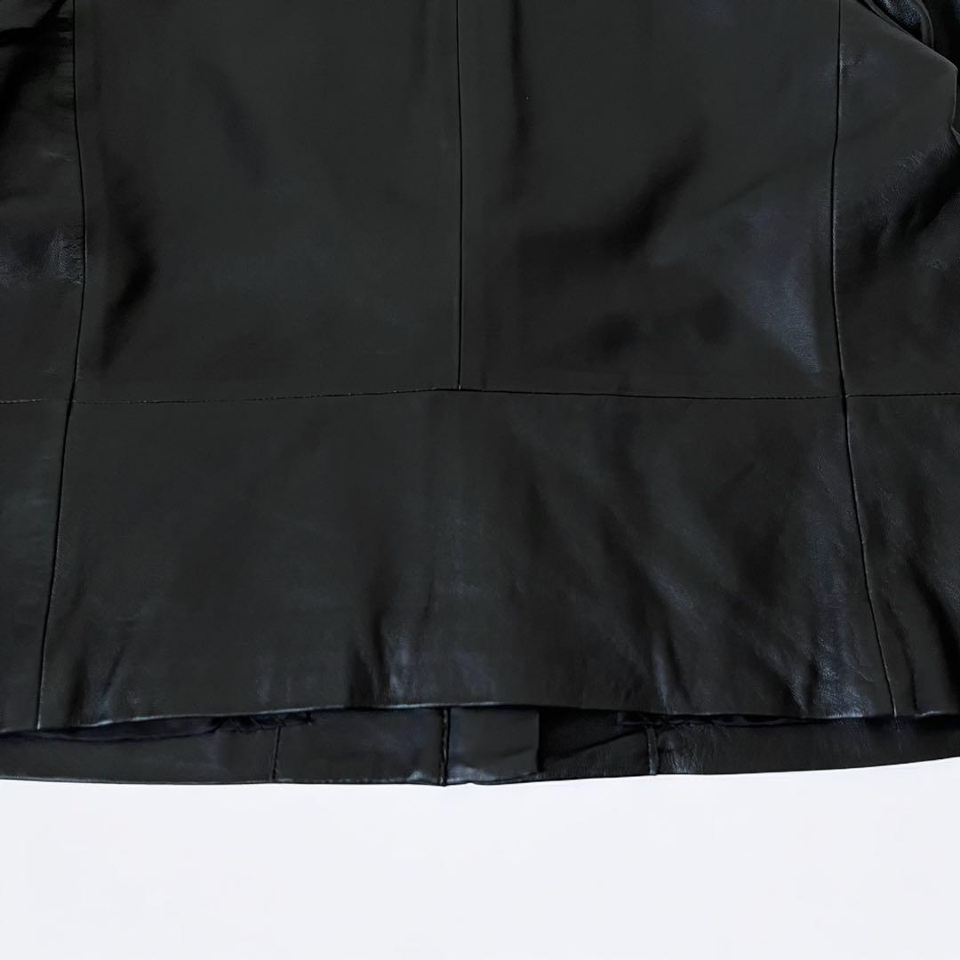 美品 アンタイトル 羊革 ラムレザー ノーカラージャケット Lサイズ