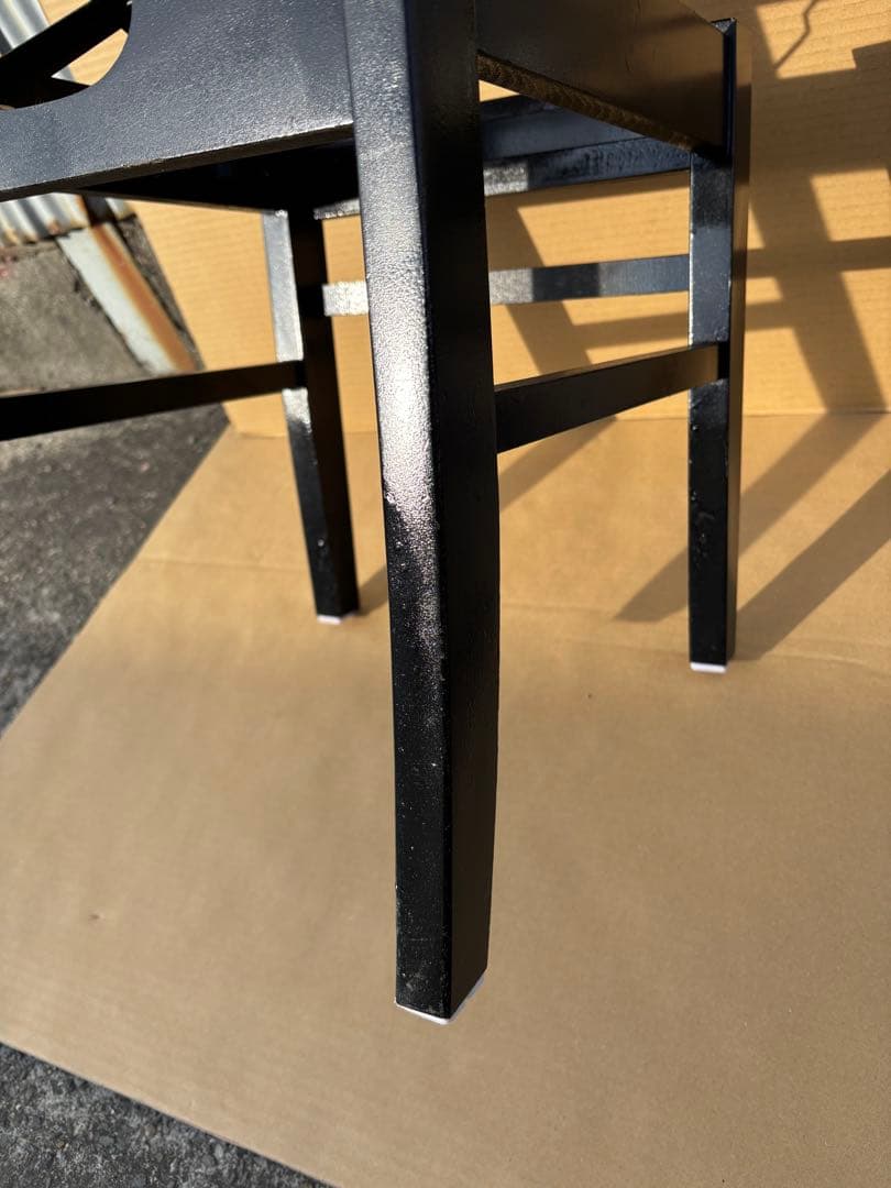 美品　背もたれ付ピアノ椅子　足部フェルト付き　ワインレッド座面②