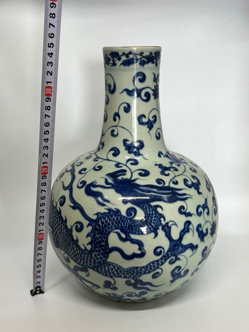 中国清時代　青花染付花瓶　重さ:4900g