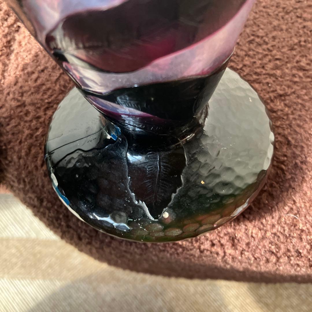 Y*E様 ドーム・ナンシー　花のデザイン ガラス花瓶 黒紫