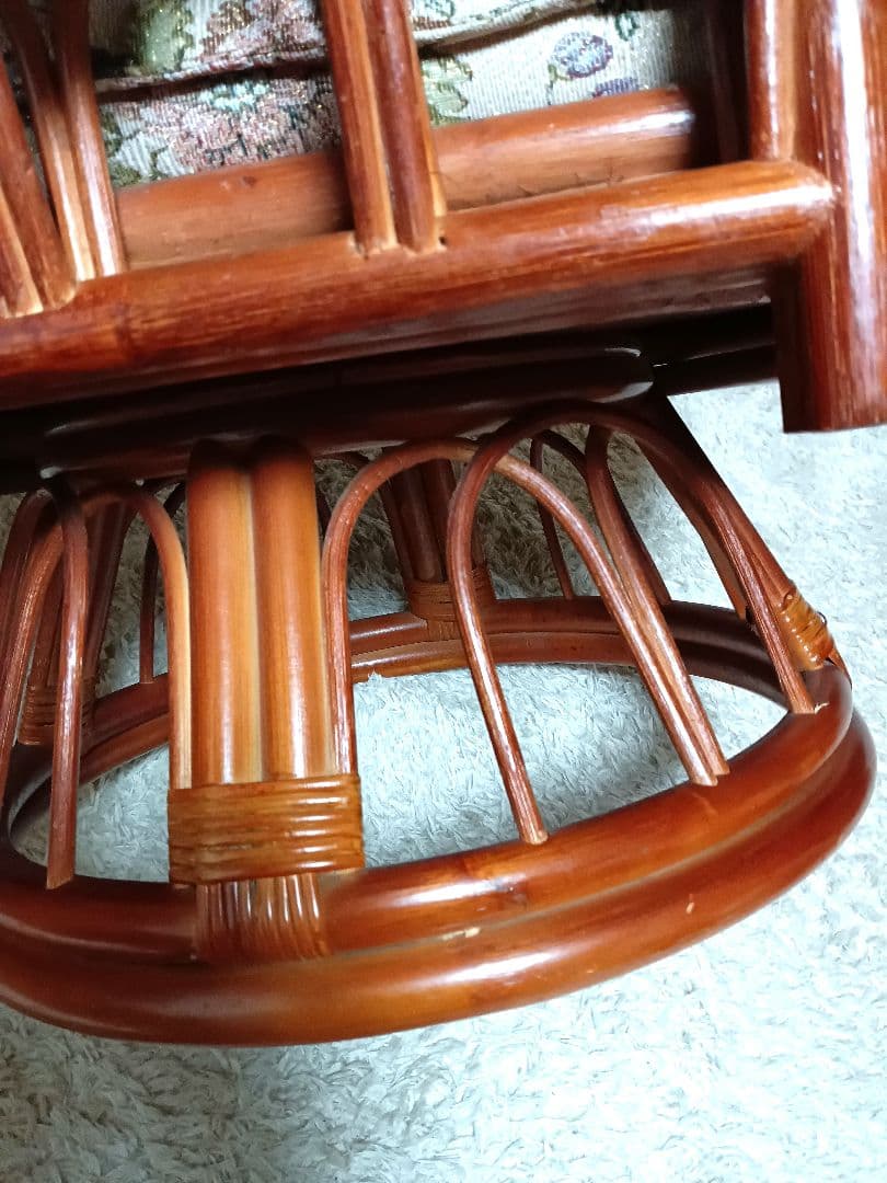 【良品★即日発送】高級ラタンギア式リクライニング回転座椅子【ハイタイプ】