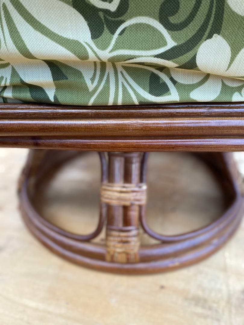 ラタン 籐 回転座椅子 リクライニング 花柄 クッション チェア