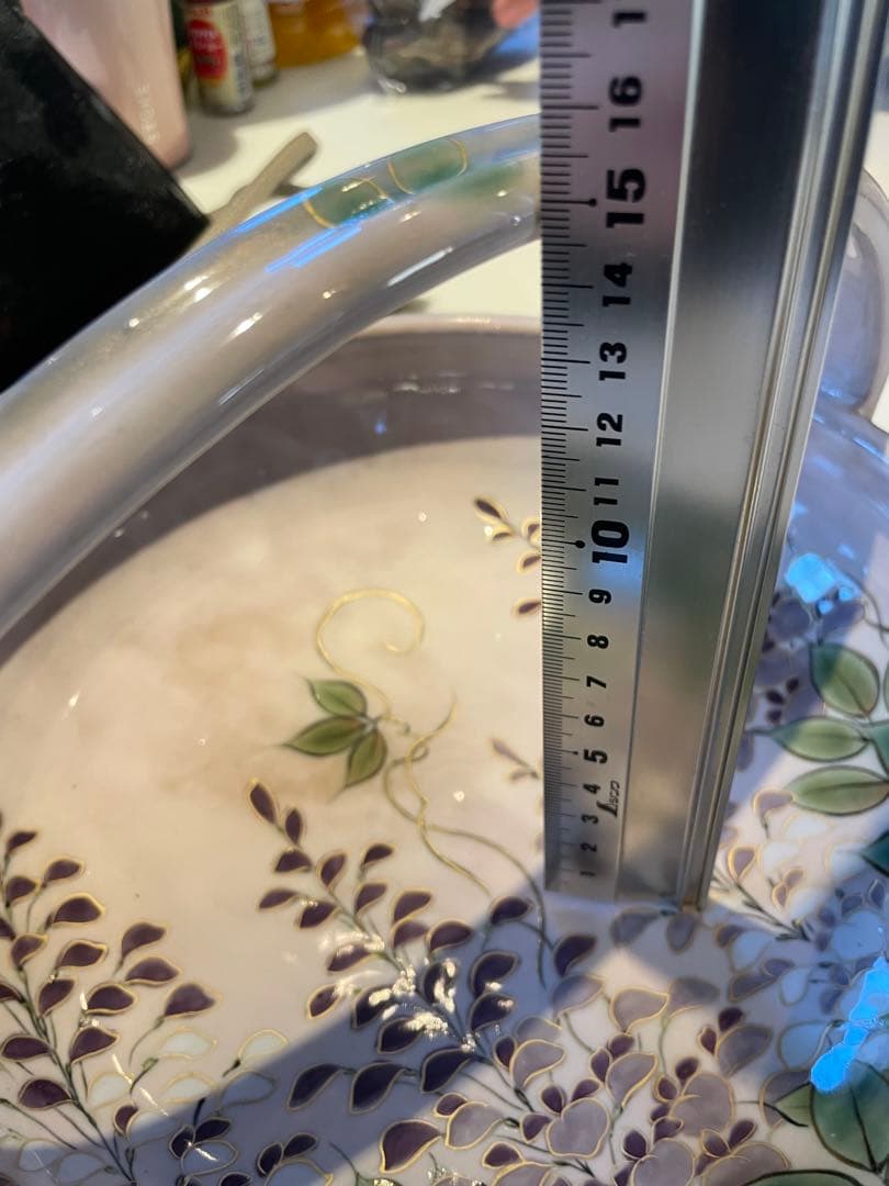 陶葊　陶あん　取手付き器　藤の花