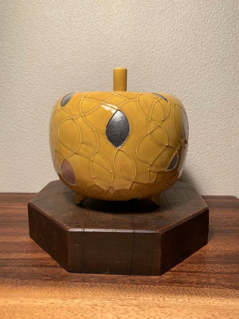 二代目 中村翠嵐 古代黄交趾 鴛鴦香爐 香炉 黄交趾 京焼 茶道具 共箱 共布付