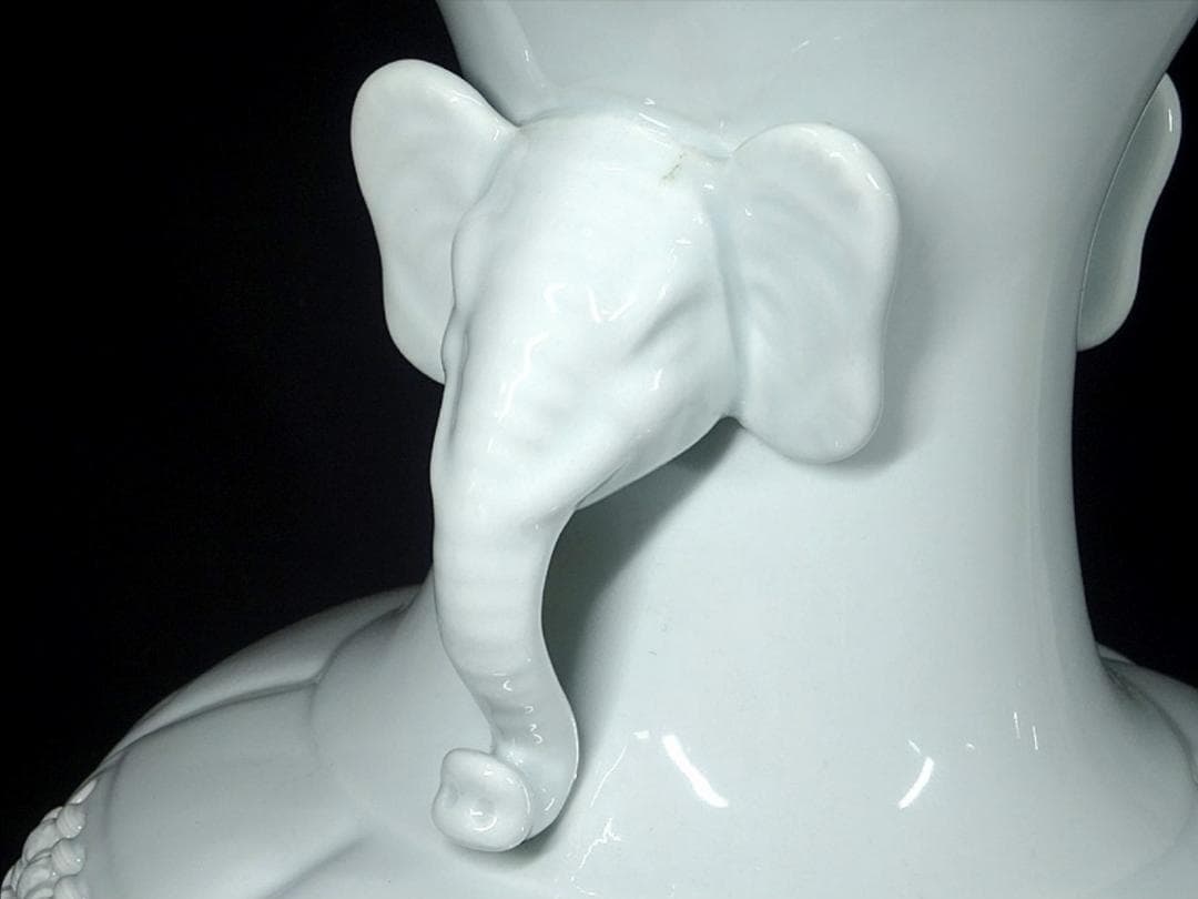 韓国美術 趙京 大花瓶 白磁 花色絵 高さ約42cm u03156