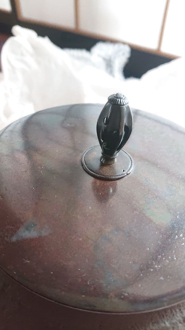 松梅紋　真形釜　釜師　畠春斎　氏作　共箱入