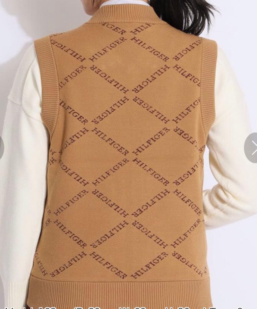 トミー ヒルフィガー ゴルフ2WAYネックモノグラムジャカードニットベスト