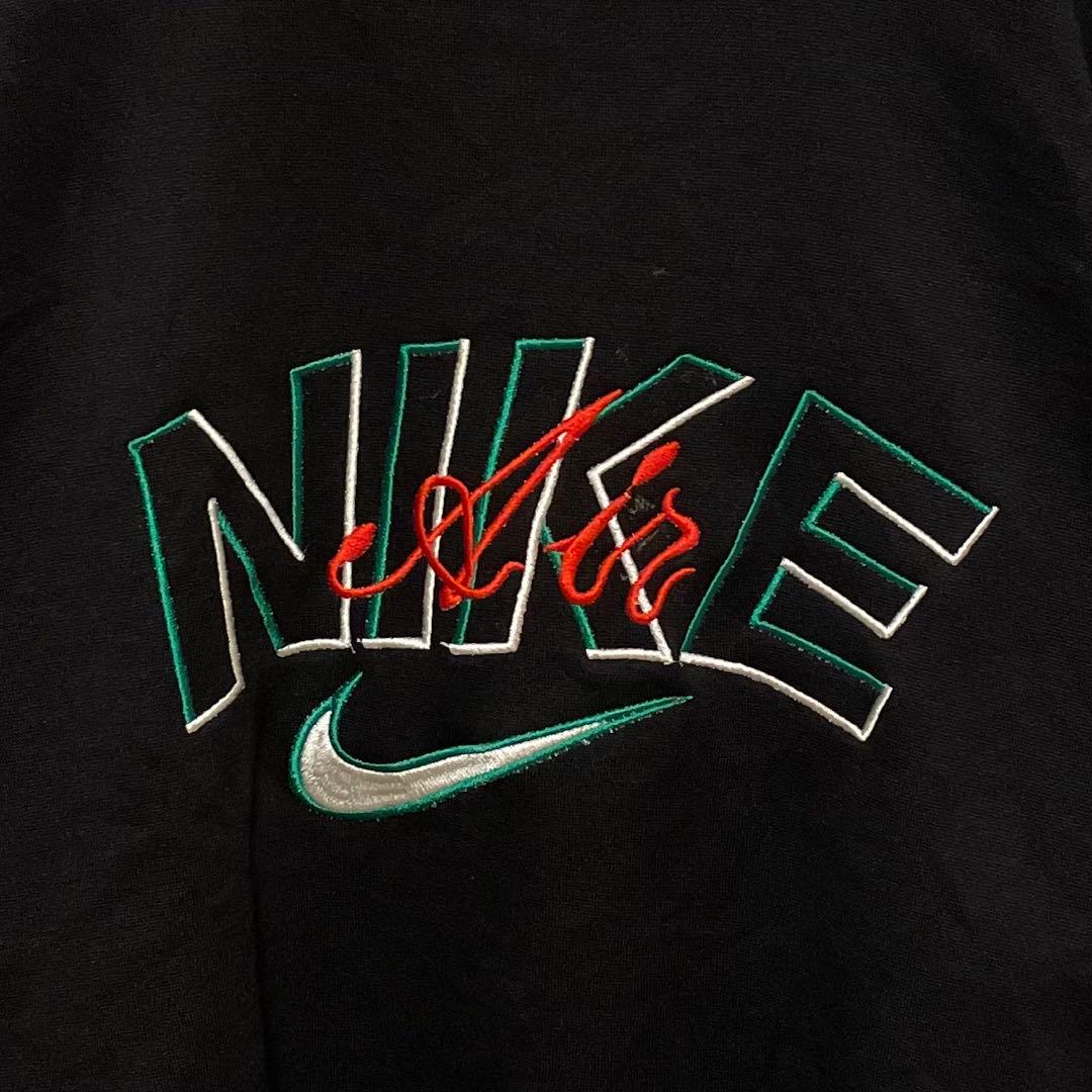 926【人気Lサイズ】ナイキ♤刺繍ビッグロゴ　90s 銀タグ　スウェット　希少