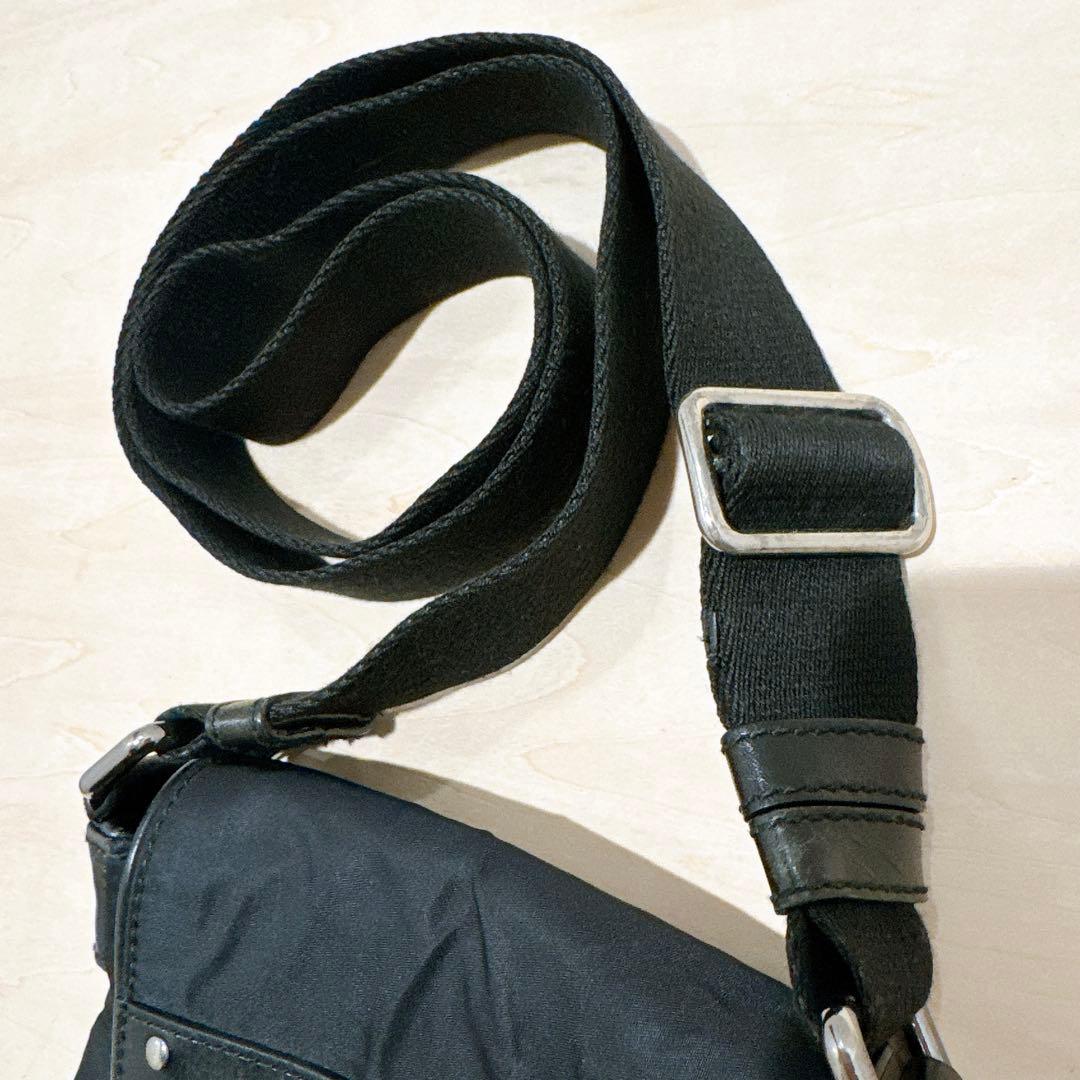 DOLCE&GABBANA ドルガバ ミニショルダーバッグ ナイロン レザー 黒