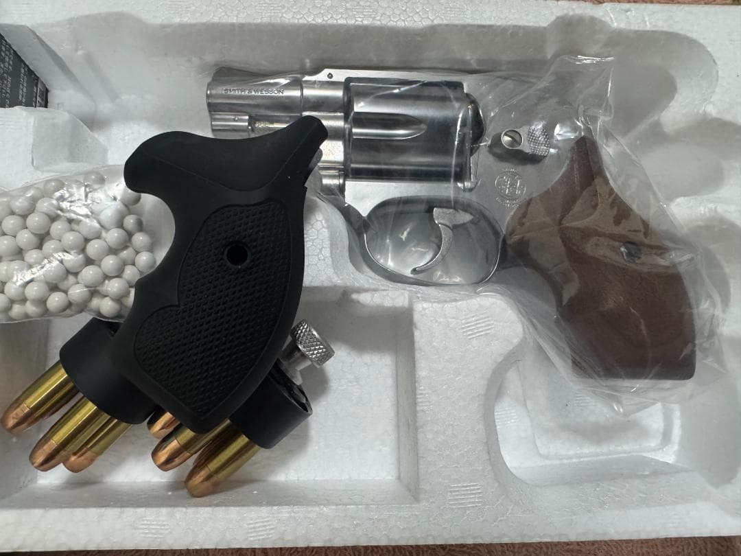 マルシン工業　M649　シルバーABS　ガスリボルバー　木製グリップモデル