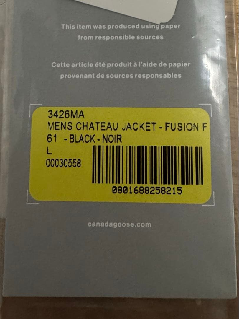 カナダグース シャトーパーカー L G 3426MA フュージョンFitブラック