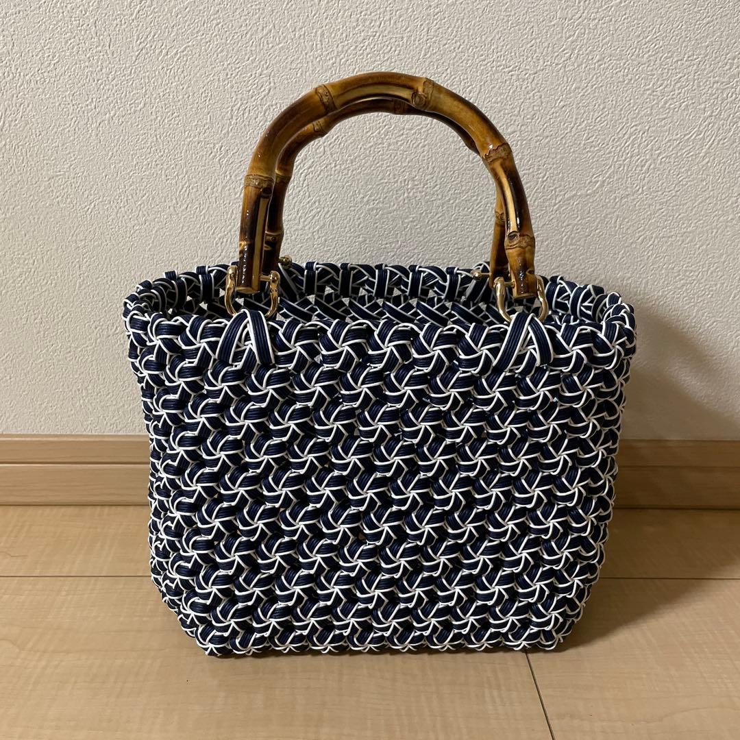 とわ　　花結び編みかごバッグ　3個セット