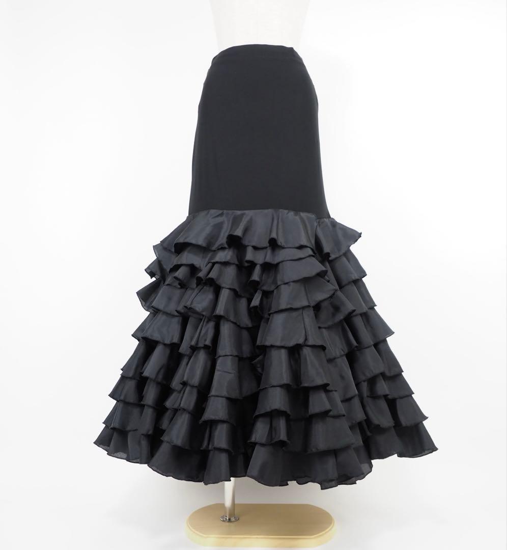 フラメンコ　ファルダ　※訳あり　新品　黒　レッスンファルダ　フラメンコ衣装