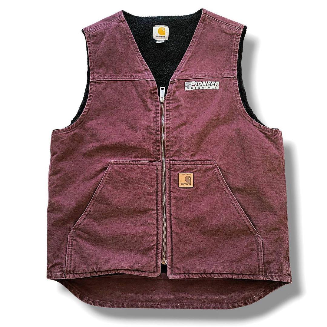 超希少カラー　カーハート　ダック　ボア　ベスト　バーガンディー　グッドフェード