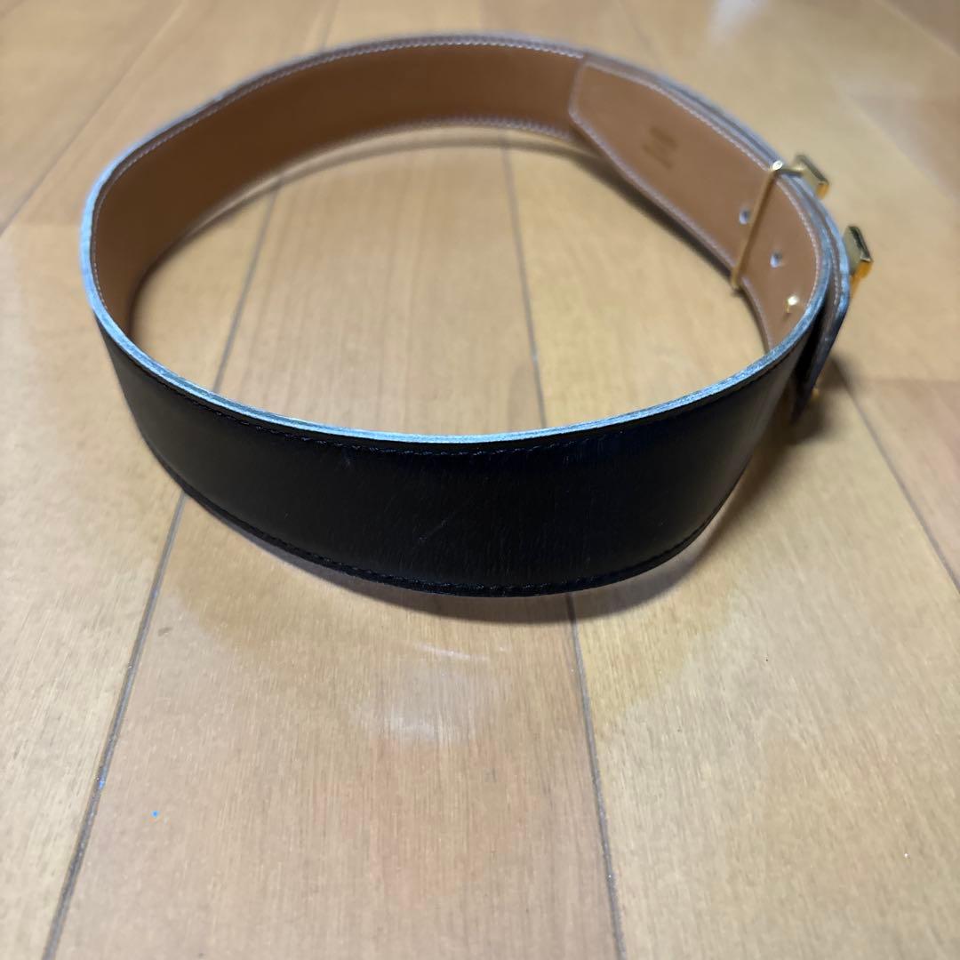 HERMES ブラックレザーベルト