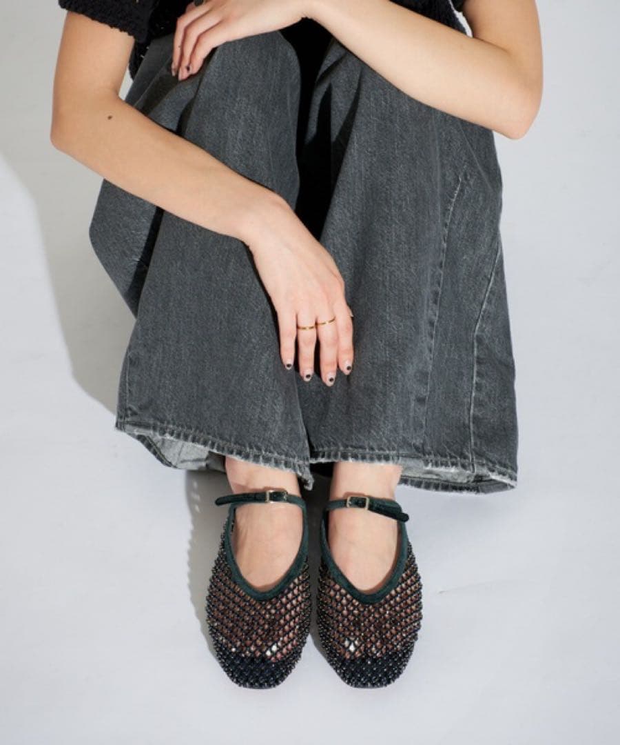 【即完】ルタロン/グリーズ　ビジューネットミュール