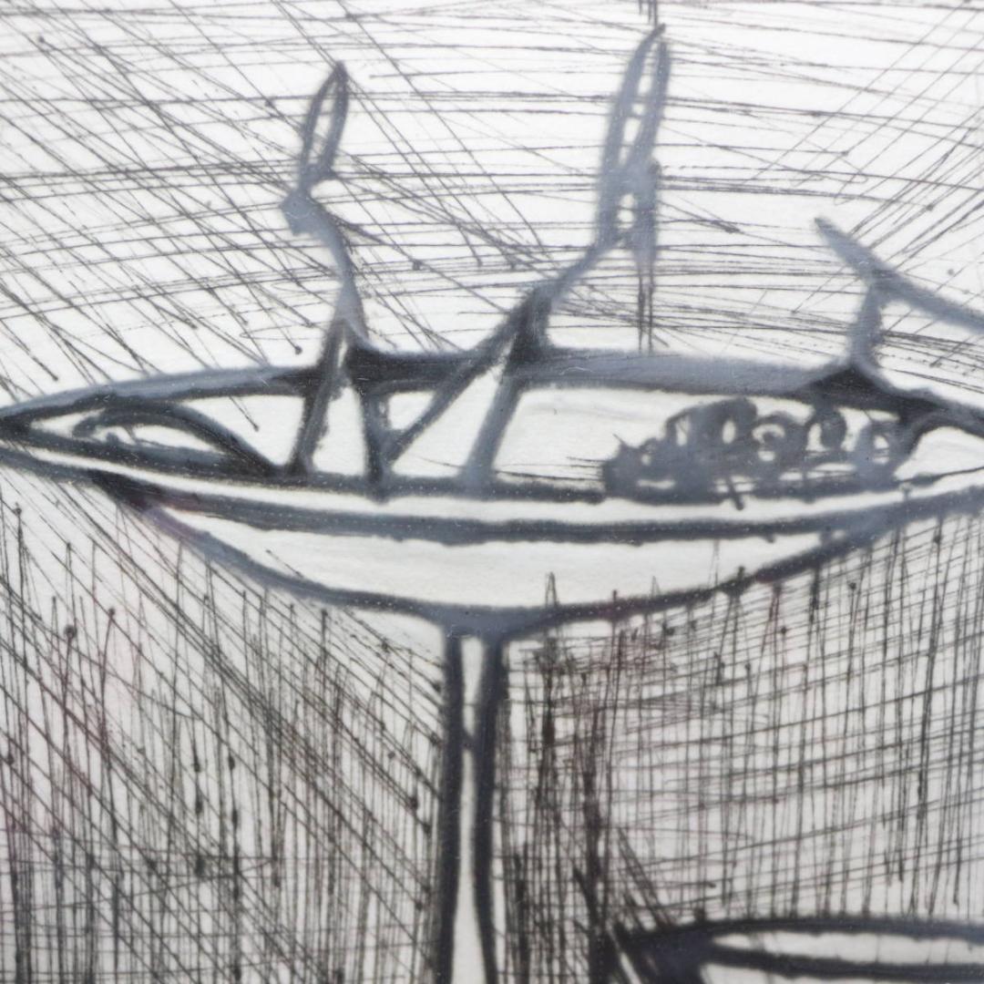 『コンポートのある静物画』 Bernard Buffet ドライポイント 版画