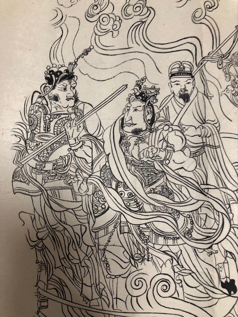 中国美術 佛画 巻物 傅香 絵［八十七仙人図］紙本　肉筆　32！