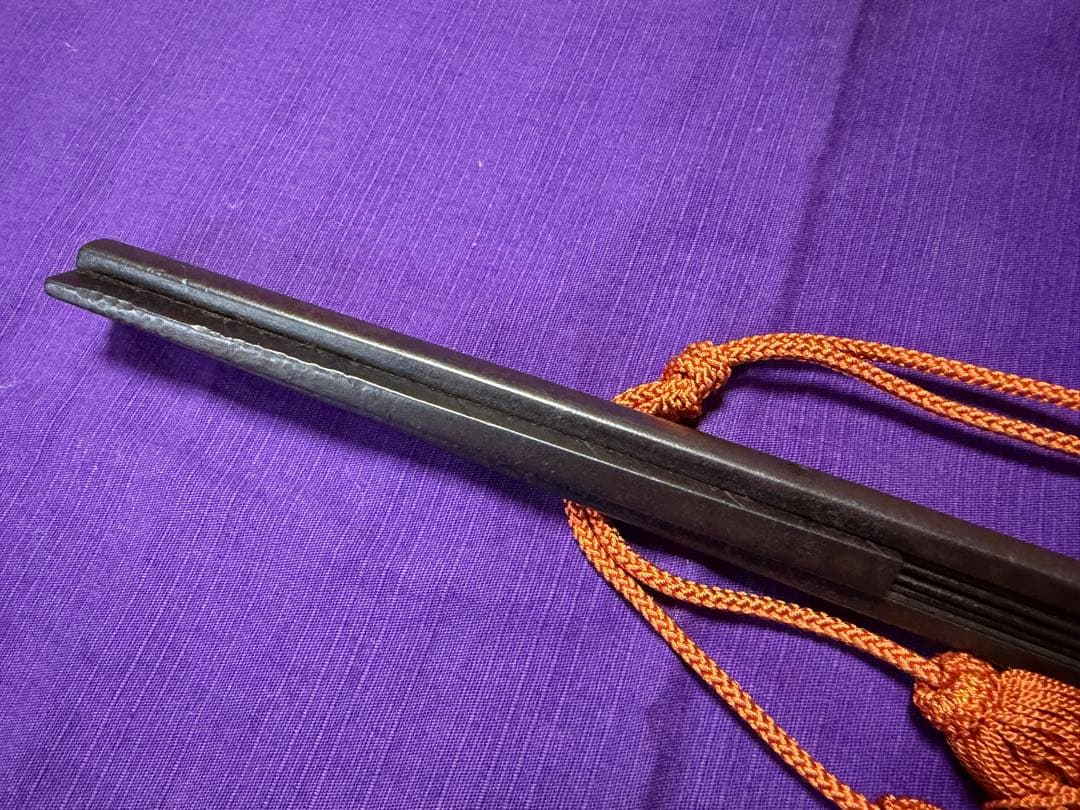 江戸時代　本歌　手慣らし鉄扇　中骨あり珍品（十手柔術剣術手の内寸鉄護身具