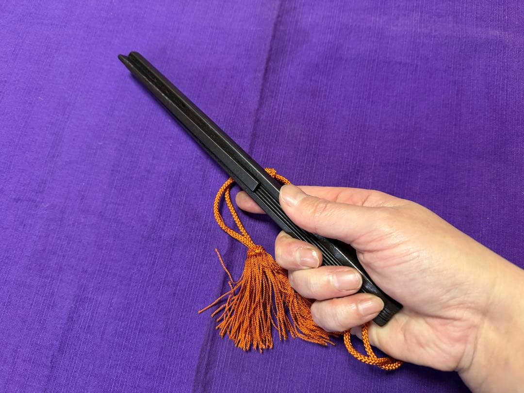 江戸時代　本歌　手慣らし鉄扇　中骨あり珍品（十手柔術剣術手の内寸鉄護身具