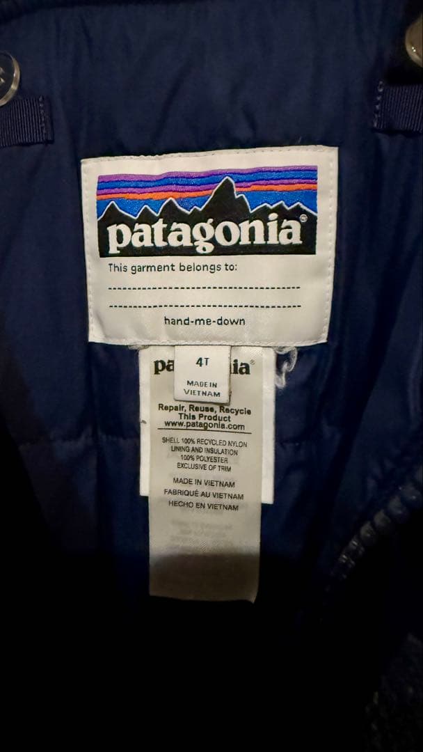 Patagonia 子ども用スノーウェア ネイビー/オレンジ