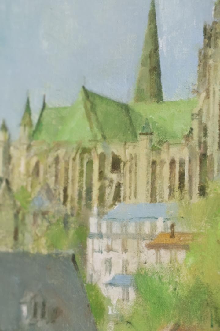 【真作】 大歳克衛 「 シャルトル新緑 」 油彩F6号　青木画廊　BJ237