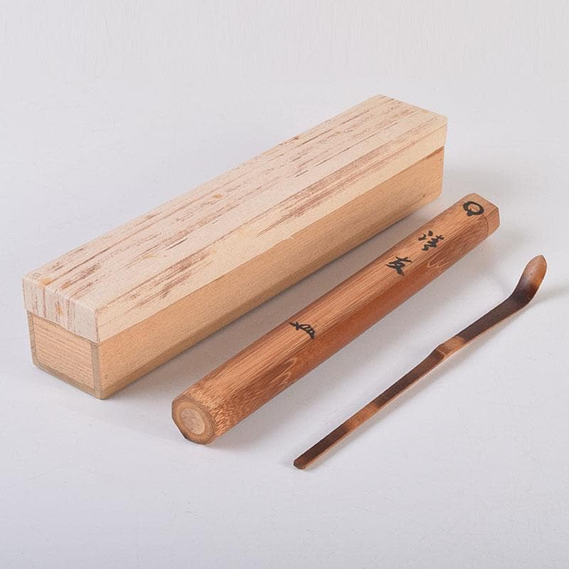 茶道具　指物師　稲垣信斎作　茶杓　銘「清友」　共箱　V　8640