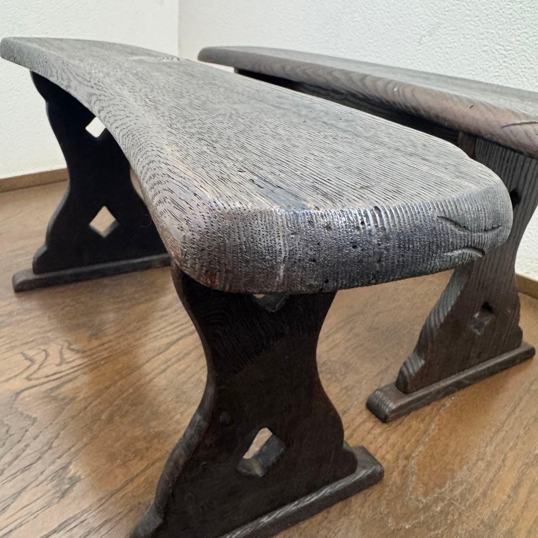 脇息 肘掛け 肘掛け 木製 透かし 2点 和風 家具 インテリア レトロ