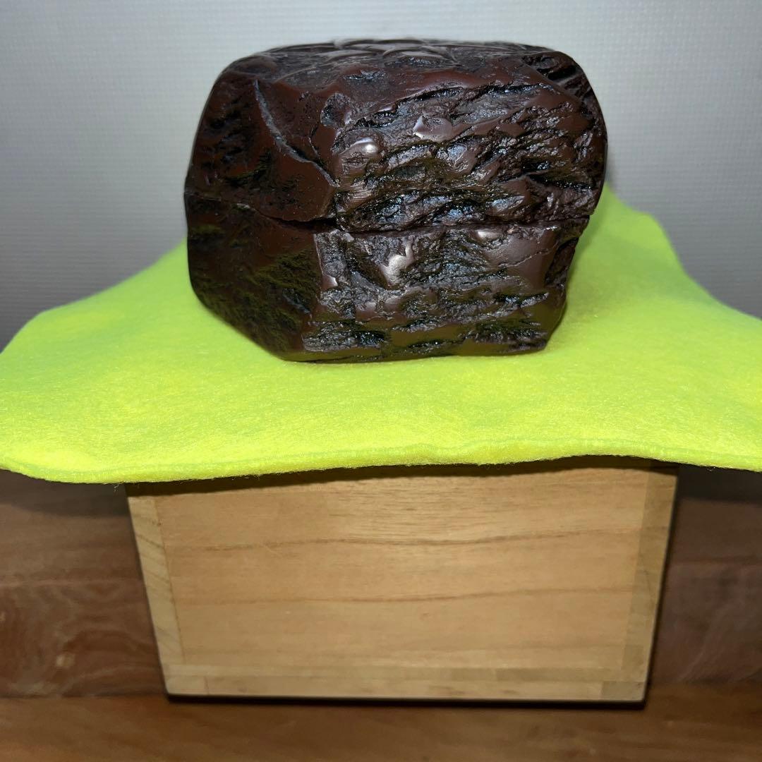 ⭕️赤間硯　新品美品　柳猛作　柳井赤間硯製作所　共蓋付き　工藝　3.5kg超